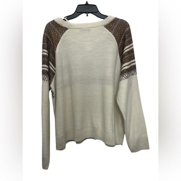 Lane Bryant Classic Fair Isle Jacquard Sweater Size 18/20 Ivory Tan Pullover NWT - Picture 3 of 7
